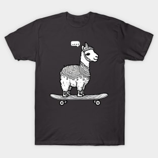 llama alpaca on the skateboard T-Shirt